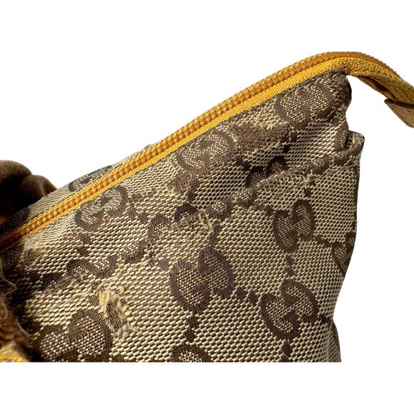 Gucci GG Canvas Web Sherry Line Tote Bag - Yellow & Brown Handle - Picture 14 of 16